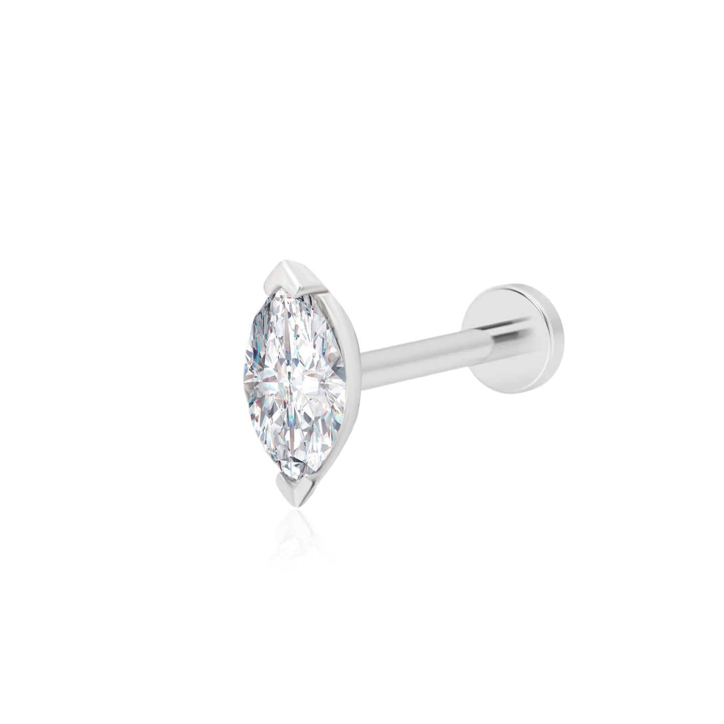 TAKA Jewellery 18K Gold Marquise Diamond Flatback Stud Earring