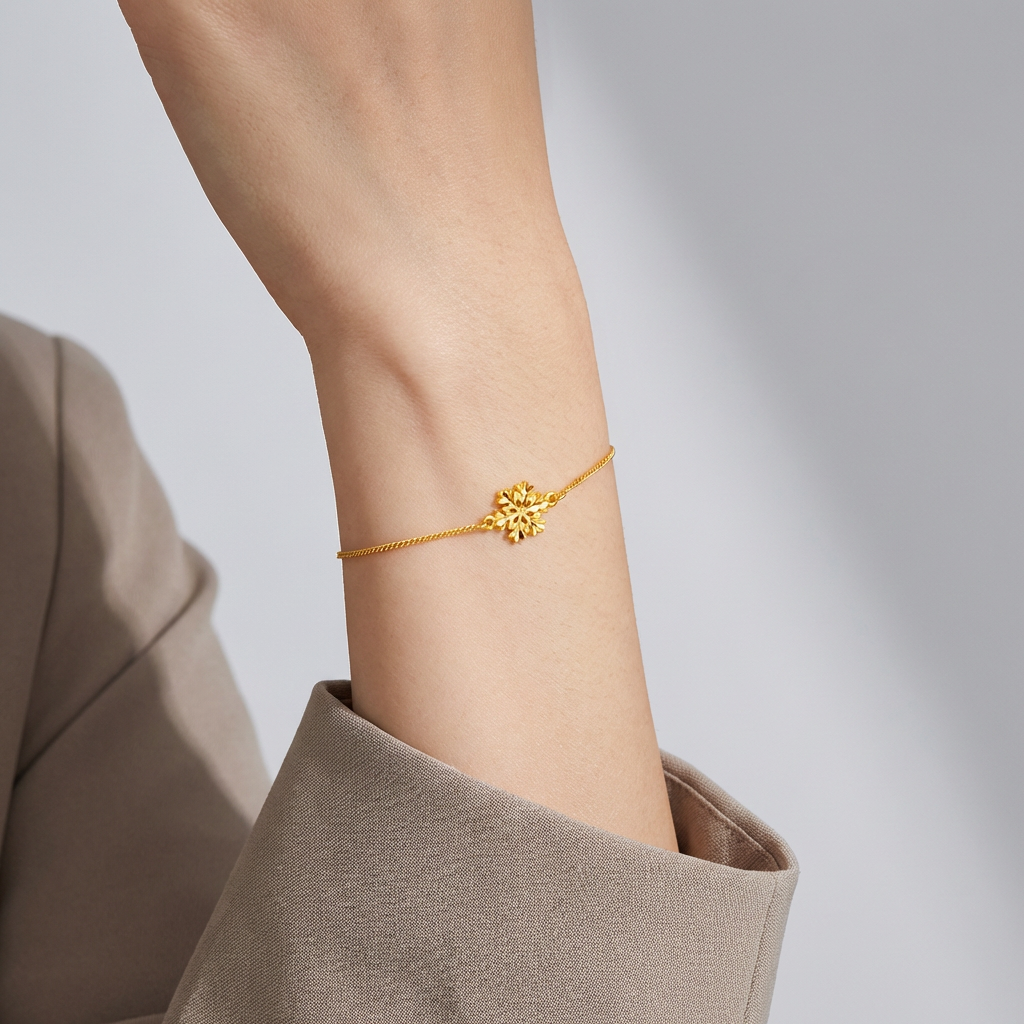 TAKA Jewellery 916 Gold Bracelet with Snow Flake