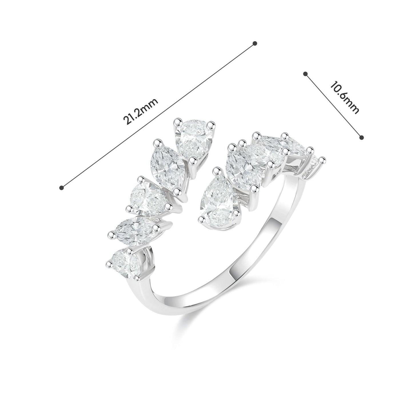 TAKA Jewellery Lab Grown Pear and Marquise Shaped Diamond Ring 10K