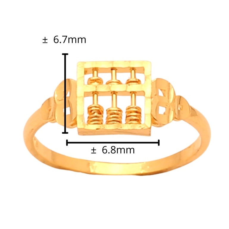 TAKA Jewellery 916 Gold Ring Square Abacus