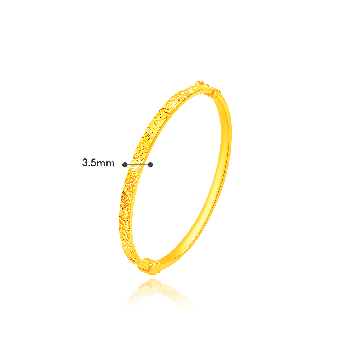 TAKA Jewellery 916 Gold Diamond-Cut Floral Bangle