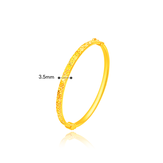TAKA Jewellery 916 Gold Diamond-Cut Floral Bangle