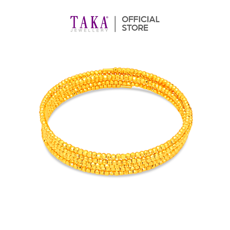 TAKA Jewellery 916 Gold Spring 5-Rows Beaded Bangle