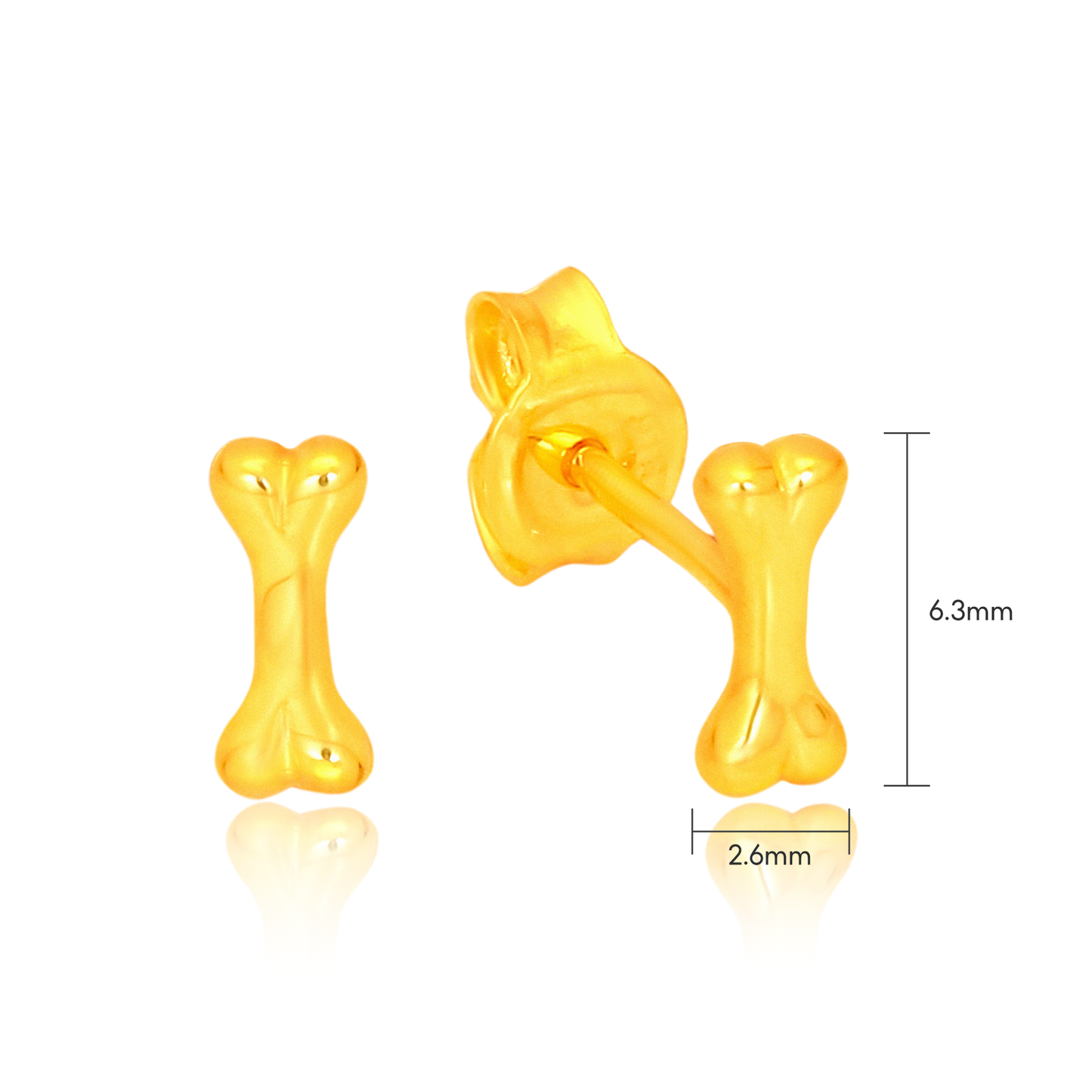 TAKA Jewellery 916 Gold Earrings Bone
