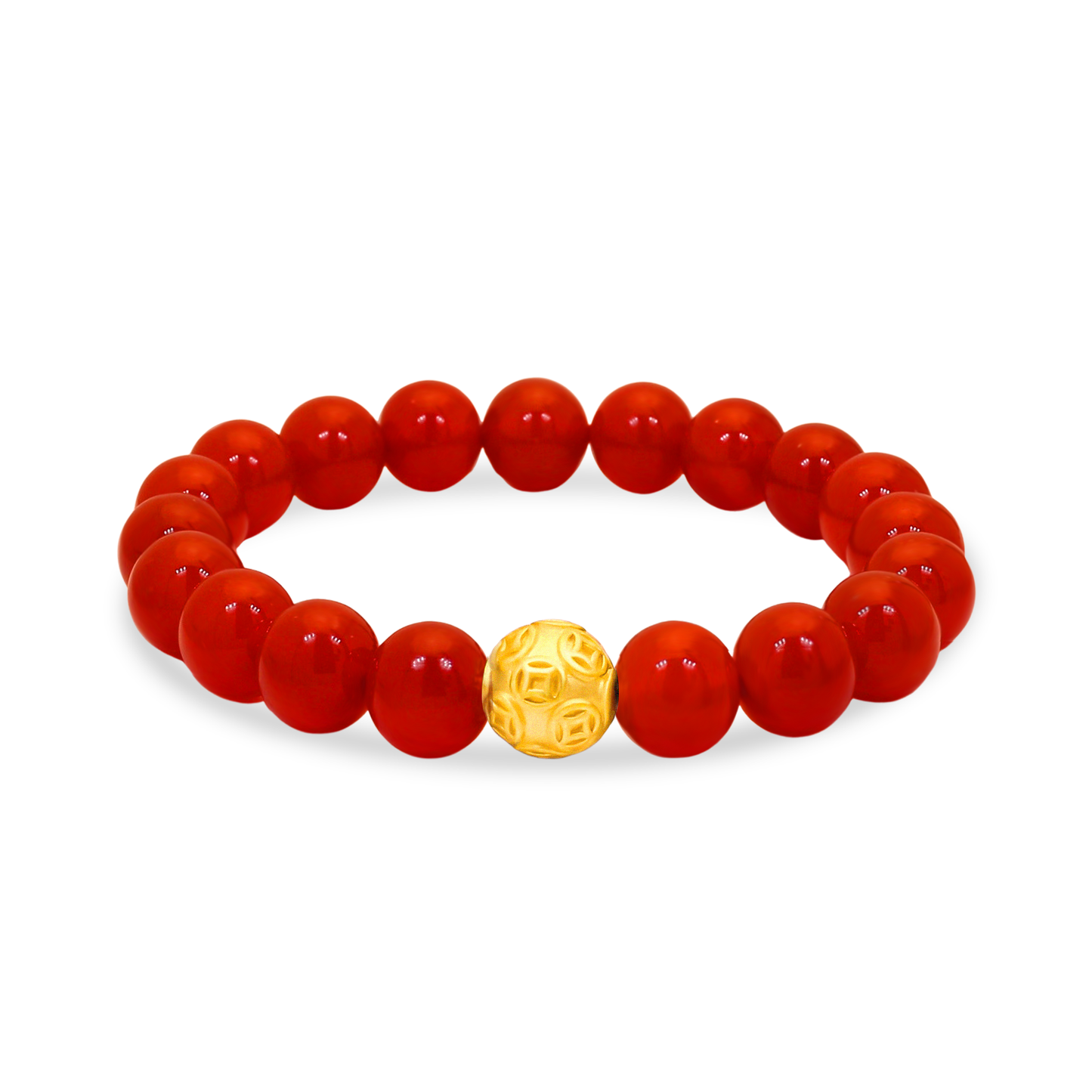 TAKA Jewellery 999 Pure Gold Wealth Ball with 10mm Beads Bracelet