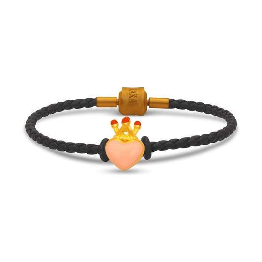 TAKA Jewellery 999 Pure Gold Charm Crown Heart