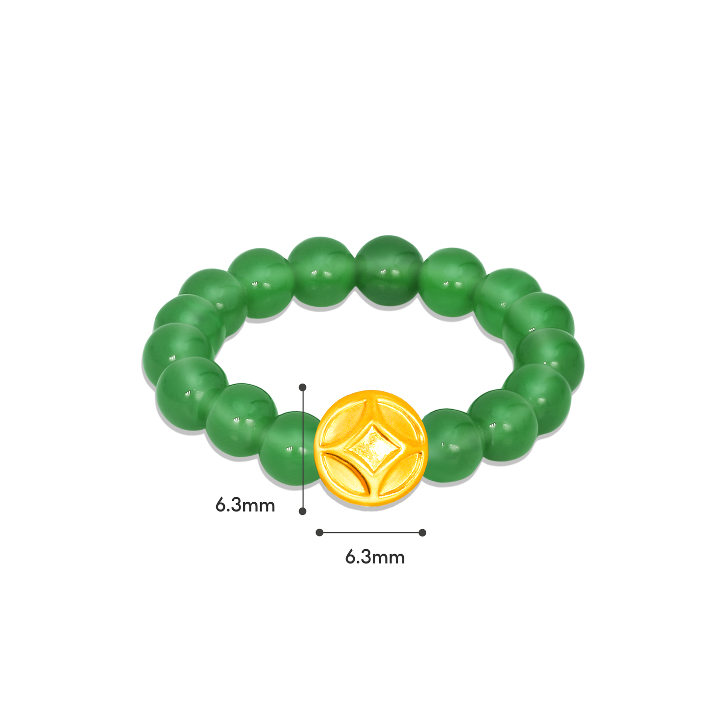 TAKA Jewellery 999 Pure Gold Charm with Beads Ring Tong Qian