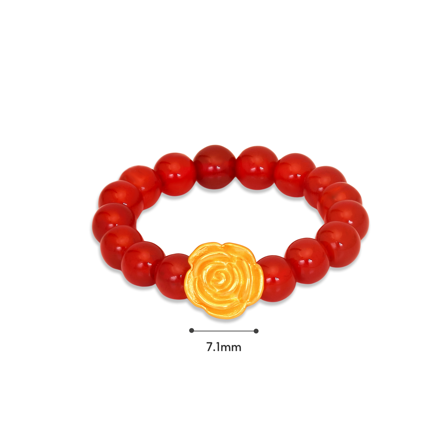 TAKA Jewellery 999 Pure Gold Rose Charm with 4mm Beads Ring