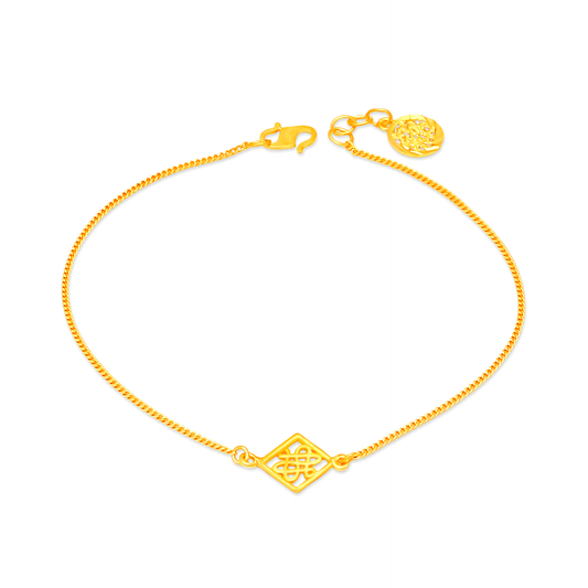 TAKA Jewellery 916 Gold Bracelet with Wishful Knot