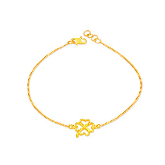 TAKA Jewellery 916 Gold Bracelet with Clover-shaped