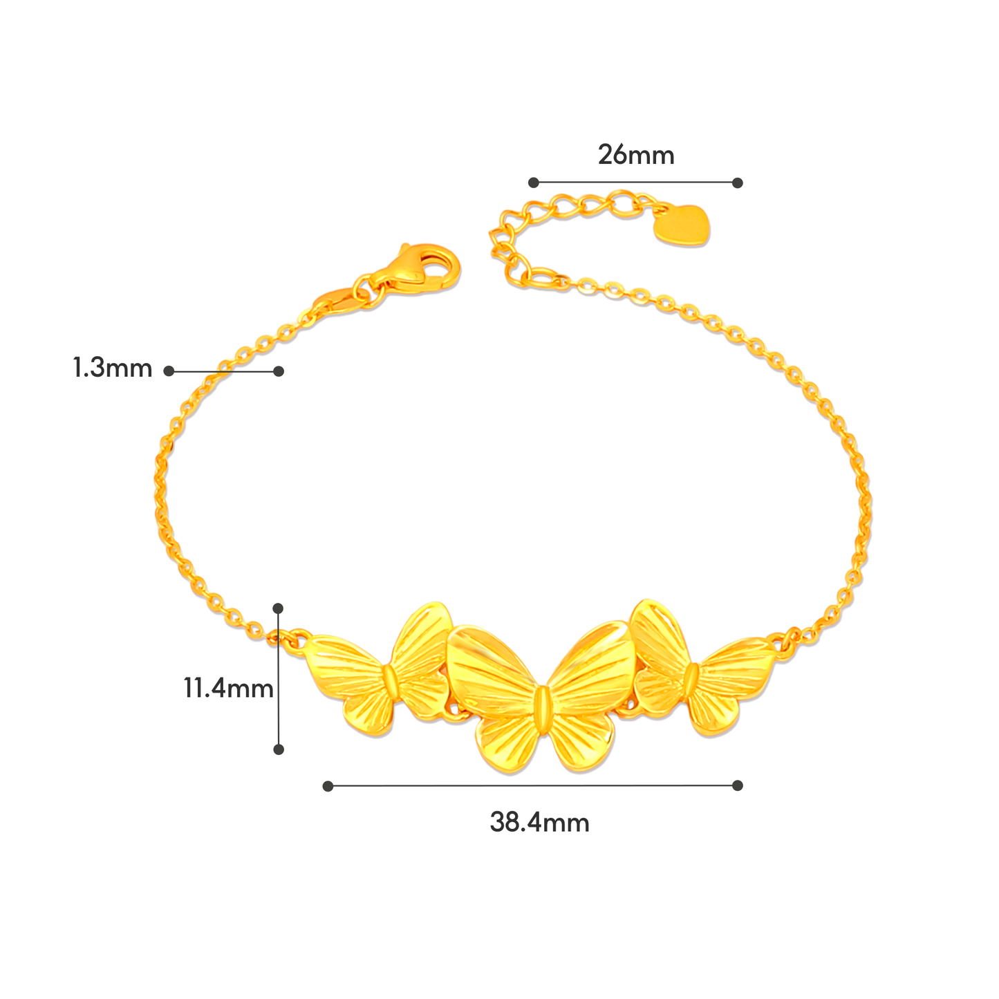 TAKA Jewellery Butterfly 916 Gold - Choose Necklace, Bracelet, Ring, Earrings