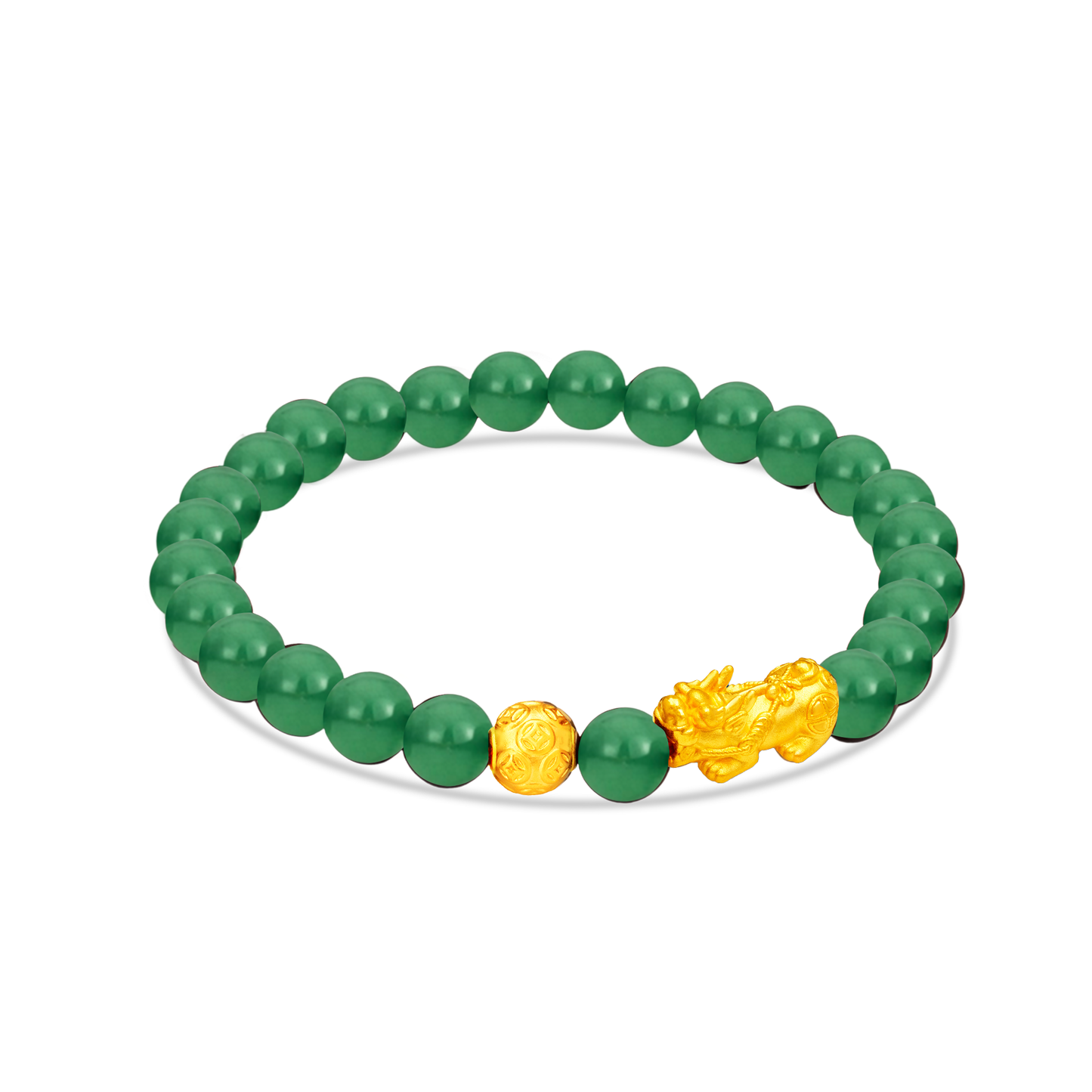 TAKA Jewellery 999 Pure Gold Pixiu with Gold Ball Beads Bracelet