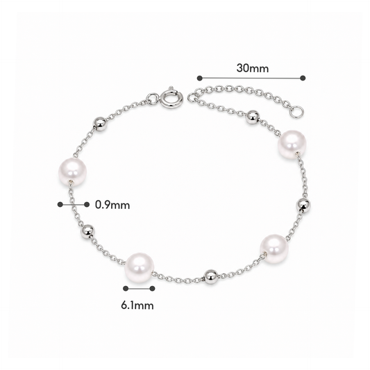TAKA Jewellery Pearl Station 925 Silver Bracelet