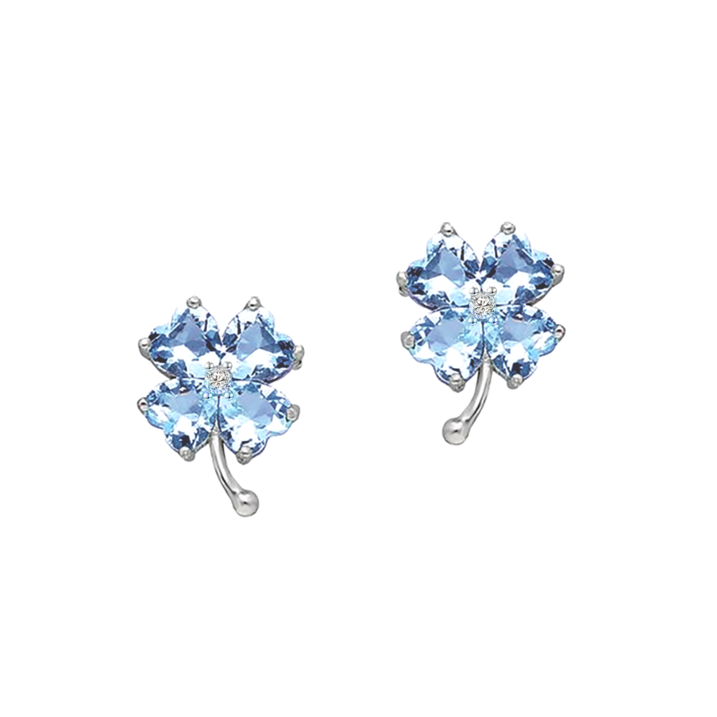 TAKA Jewellery Spectra Blue Topaz Diamond Clover Earrings 9K Gold