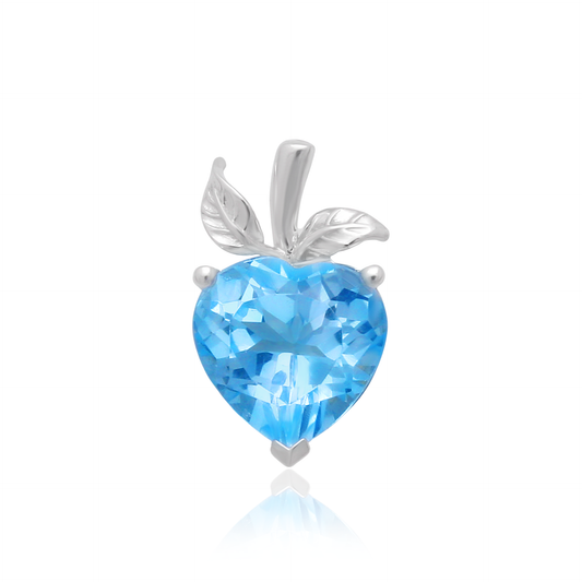 TAKA Jewellery Blue Topaz Pendant 9K Apple Heart