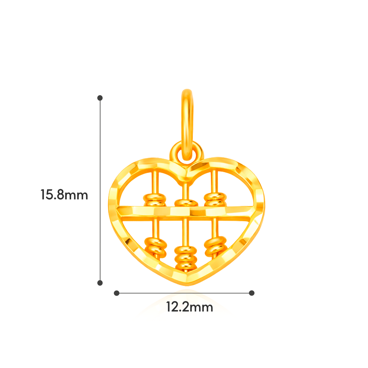 TAKA Jewellery 916 Gold Heart Abacus Pendant