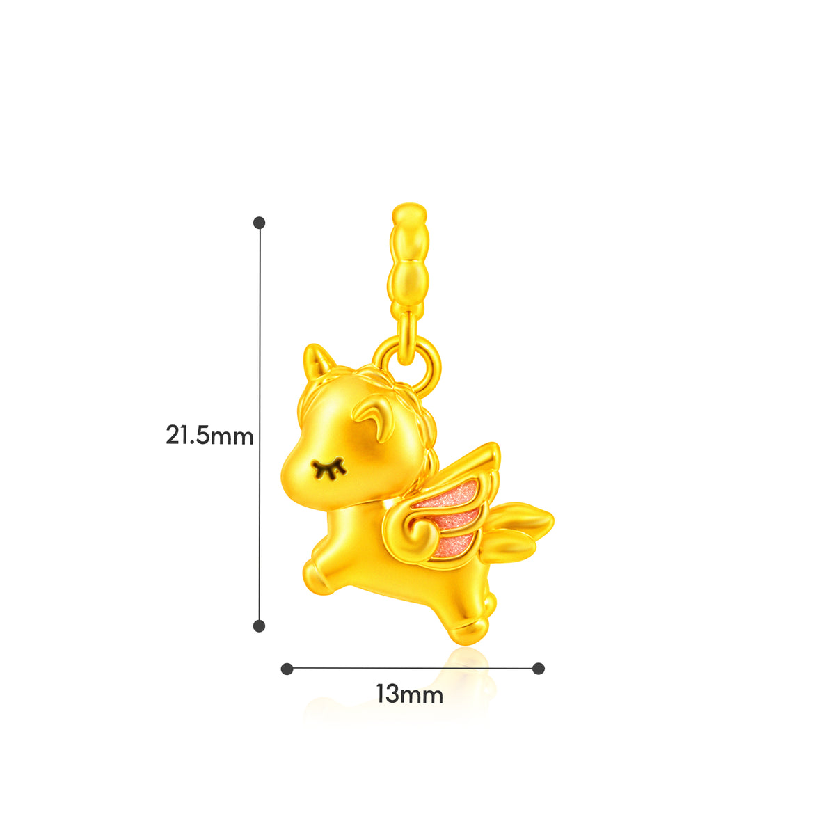 TAKA Jewellery 916 Gold Pegasus Unicorn Pendant - Lightweight Hollow