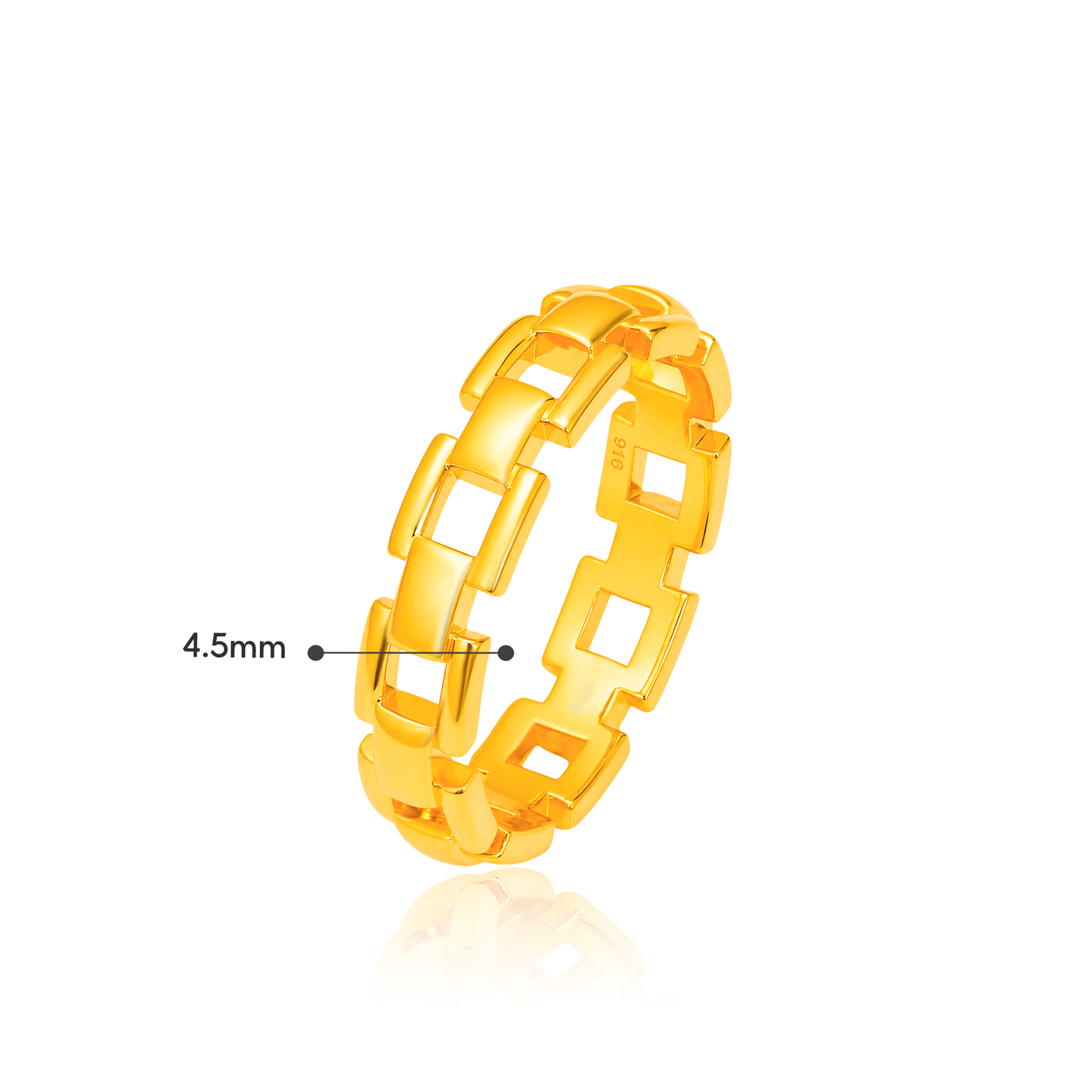 TAKA Jewellery Chain Link 916 Gold Ring - Lightweight Hollow