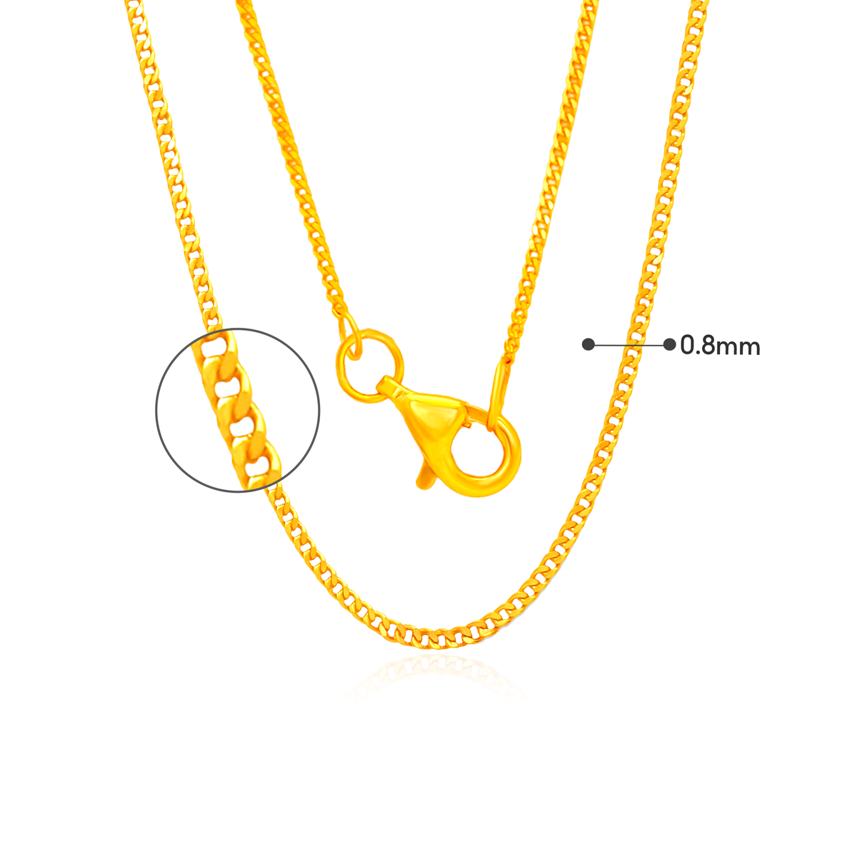 TAKA Jewellery Curb 916 Gold Chain - 0.8mm