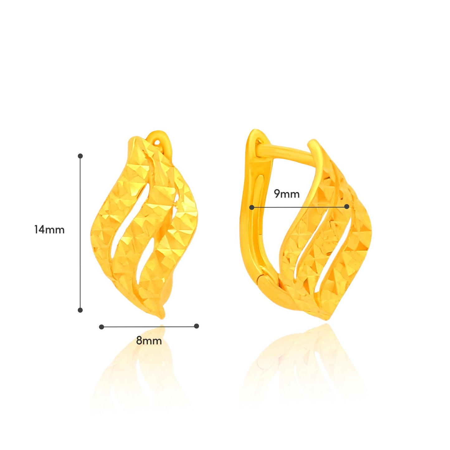 TAKA Jewellery 999 Pure Hoop Wave Pattern Earrings