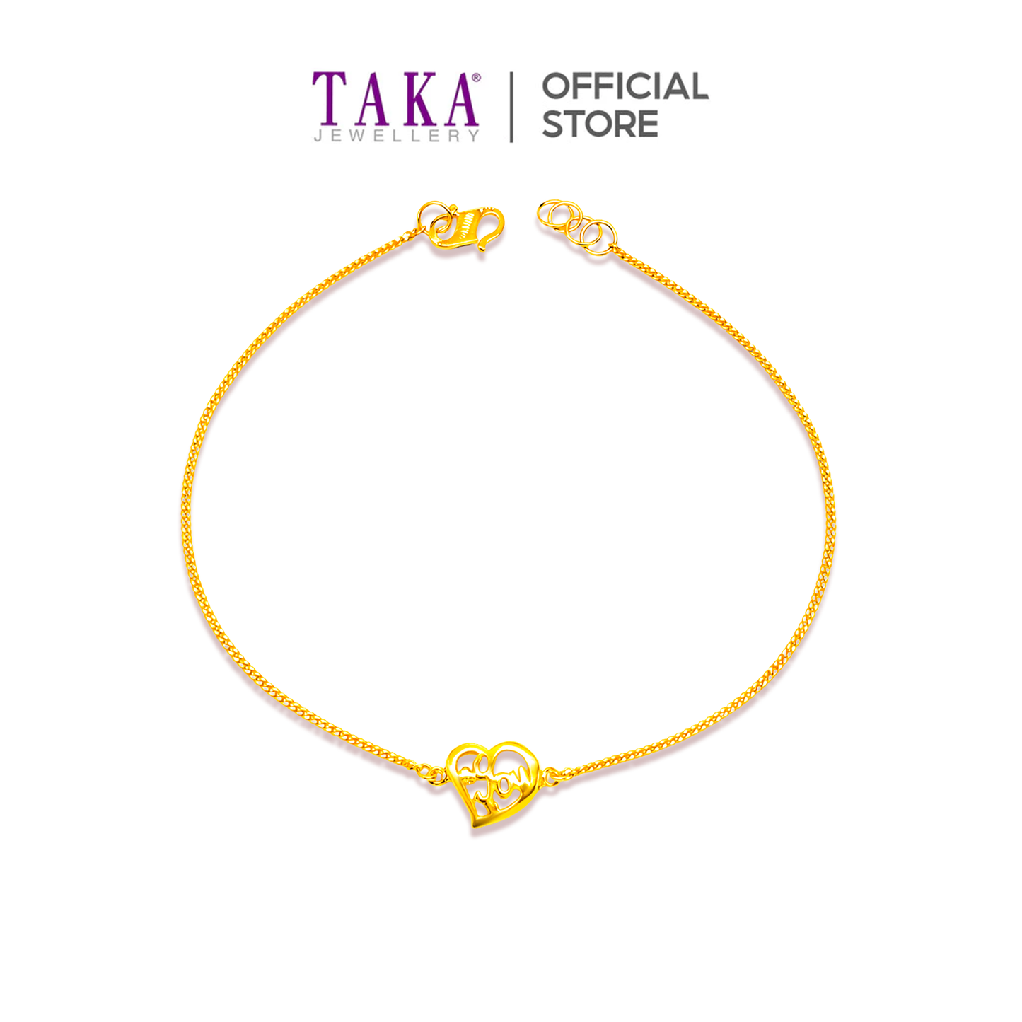 TAKA Jewellery 916 Gold Heart Bracelet