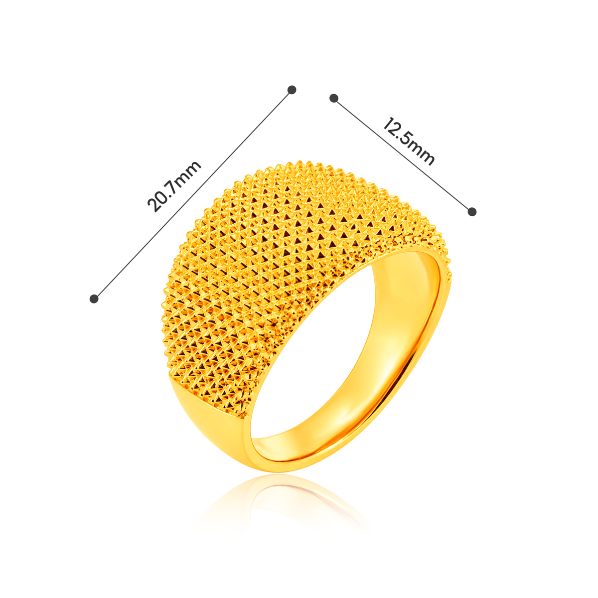TAKA Jewellery Textured Wide Band 916 Gold Ring - Lightweight Hollow