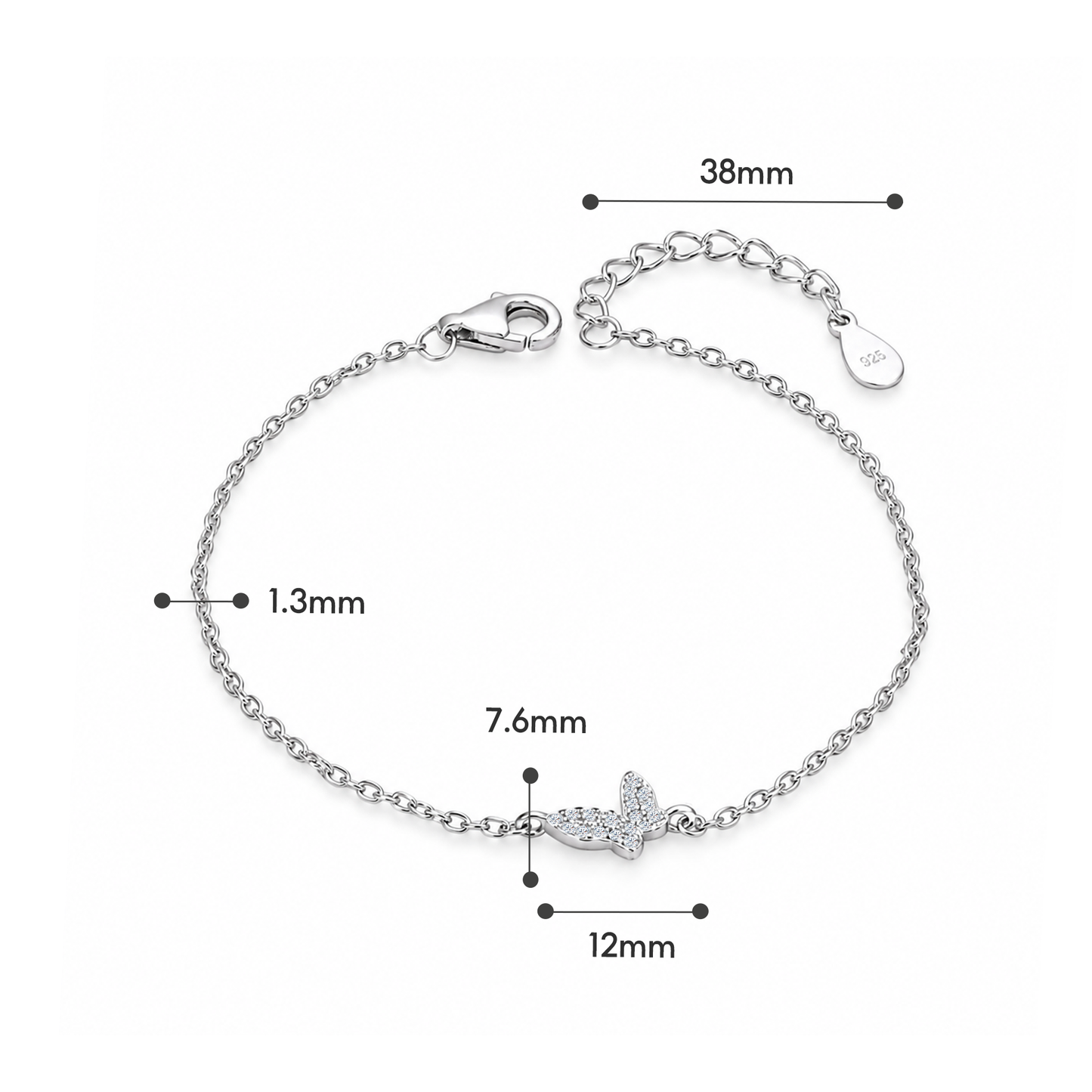 TAKA Jewellery Butterfly Spark 925 Silver Bracelet
