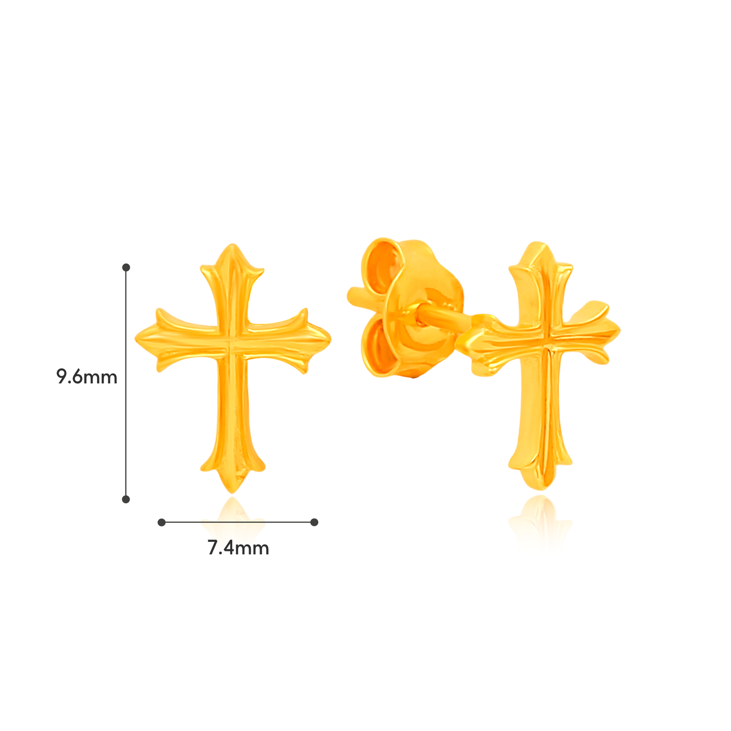 TAKA Jewellery Golden Grace Cross 916 Gold Earrings