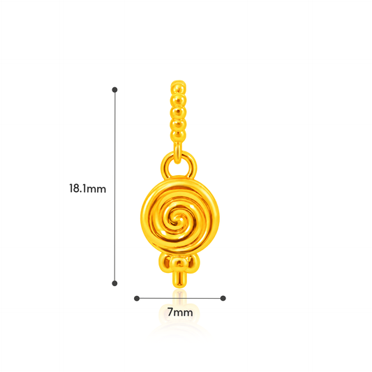 TAKA Jewellery 916 Gold Sweet Lollipop Pendant - Lightweight Hollow