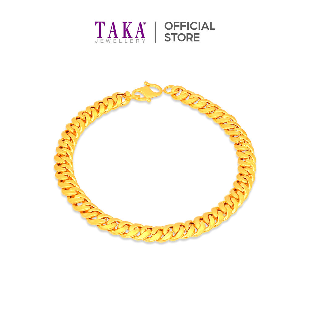 TAKA Jewellery Regal Hallow Curb 916 Gold Bracelet