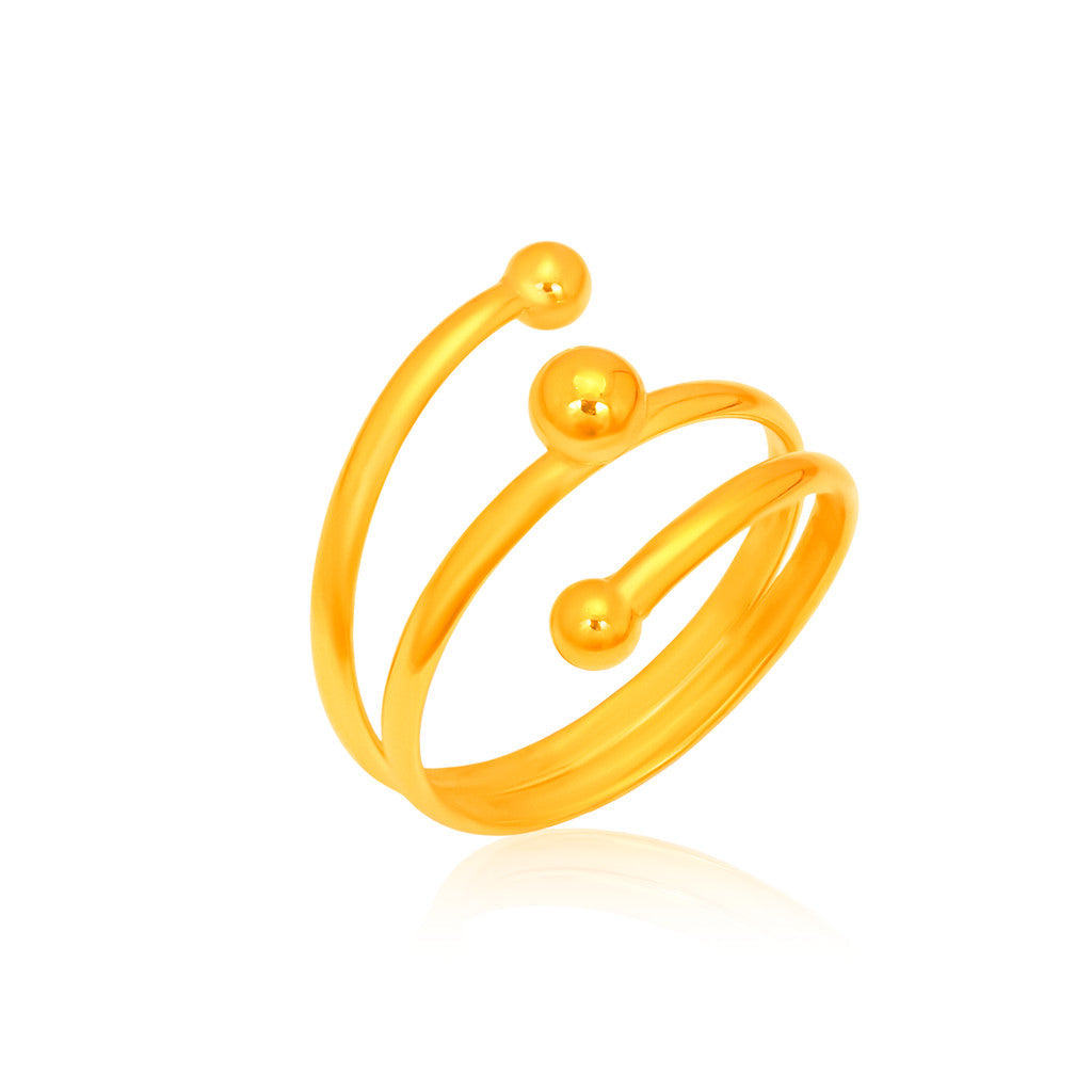 TAKA Jewelley Trinity Spiral Ball 916 Gold Ring