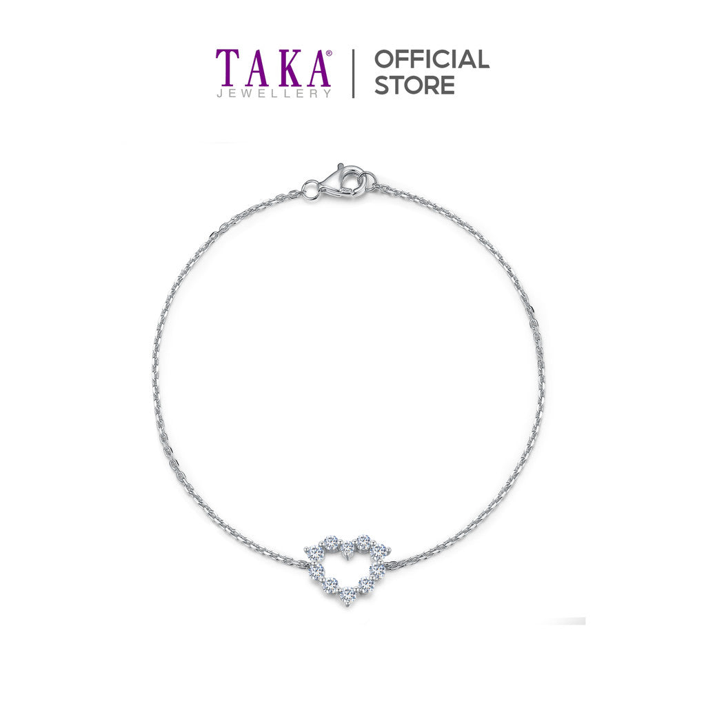 TAKA Jewellery Lab Grown Diamond Hollow Heart-shaped Bracelet 10K Gold
