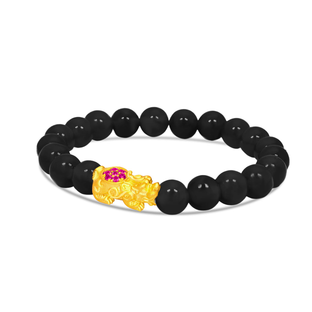 TAKA Jewellery 18K Gold Pixiu with Beads Bracelet