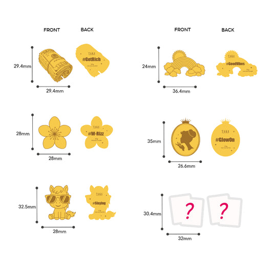 TAKA Jewellery 999 Pure Gold “Good Vibes” Blind Box Series | 0.1gm Gold Charm with Phone Strap