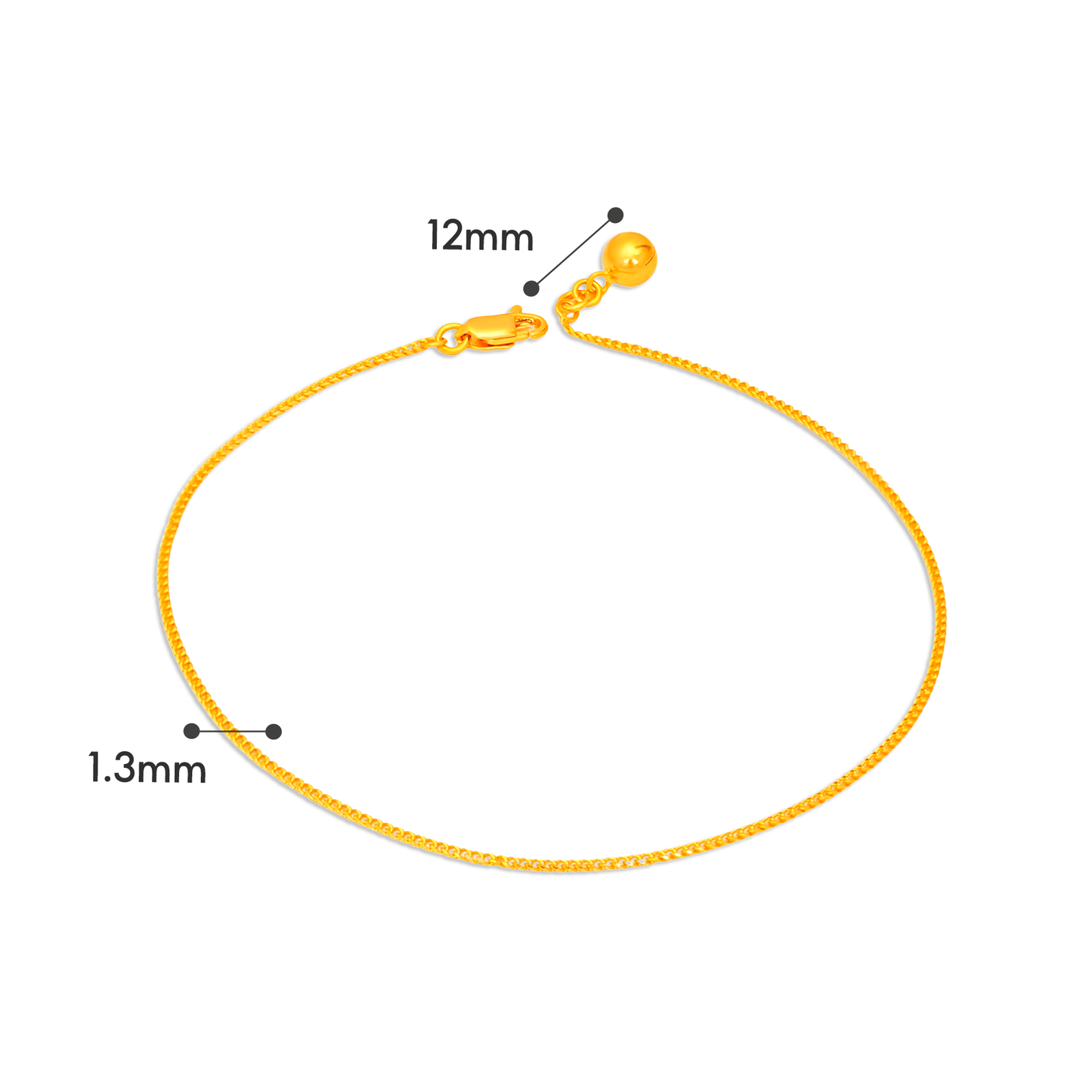 TAKA Jewellery Curb with Bell 916 Gold Anklets