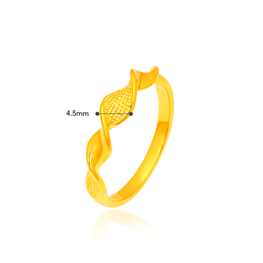 TAKA Jewellery Eterna Twist Luxe 916 Gold Ring - Lightweight Hollow