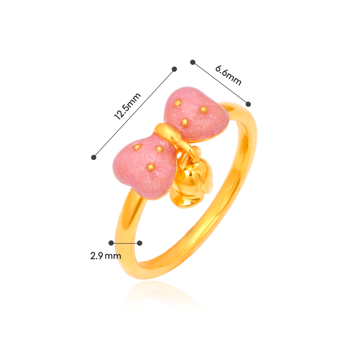 TAKA Jewellery Blush Ribbon 916 Gold Ring - Lightweight Hollow