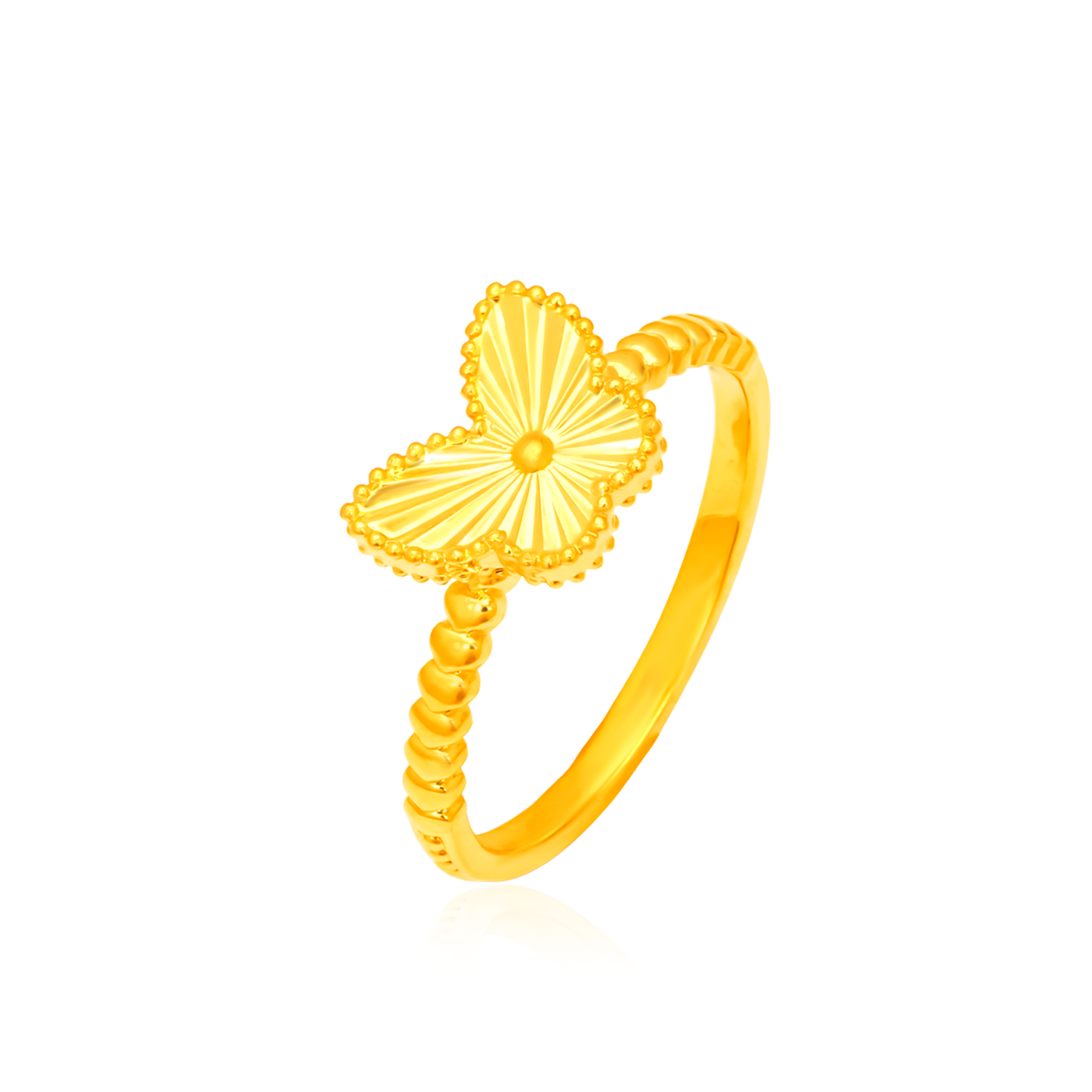 TAKA Jewellery 916 Gold Radiant Butterfly Ring - Lightweight Hollow