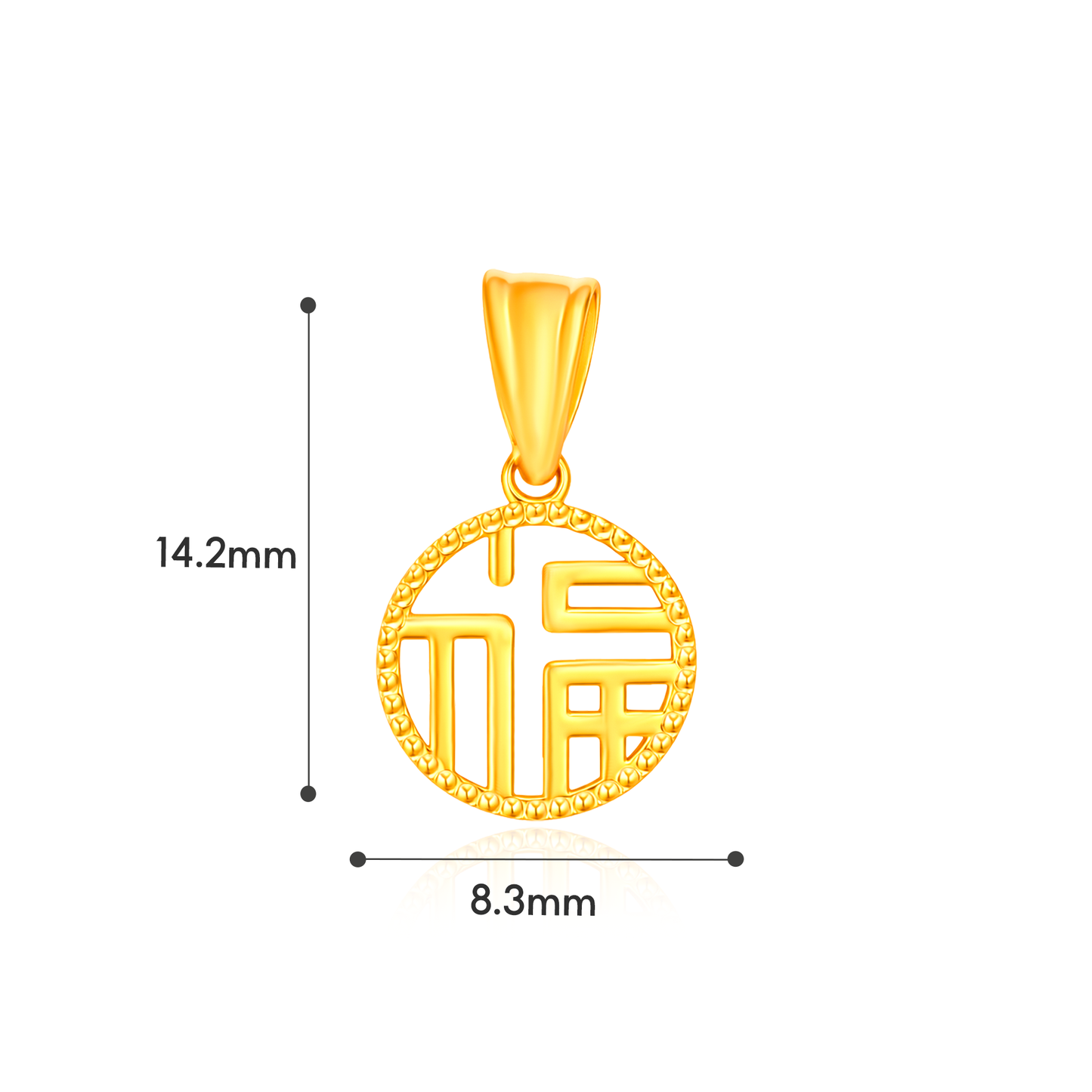 TAKA Jewellery 916 Gold Lucky Fu (福) Pendant