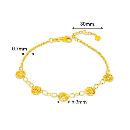 TAKA Jewellery 916 Gold Fortune Coins Link Bracelet