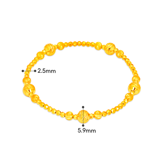 TAKA Jewellery 916 Gold Ball with Faceted Bead Bangle