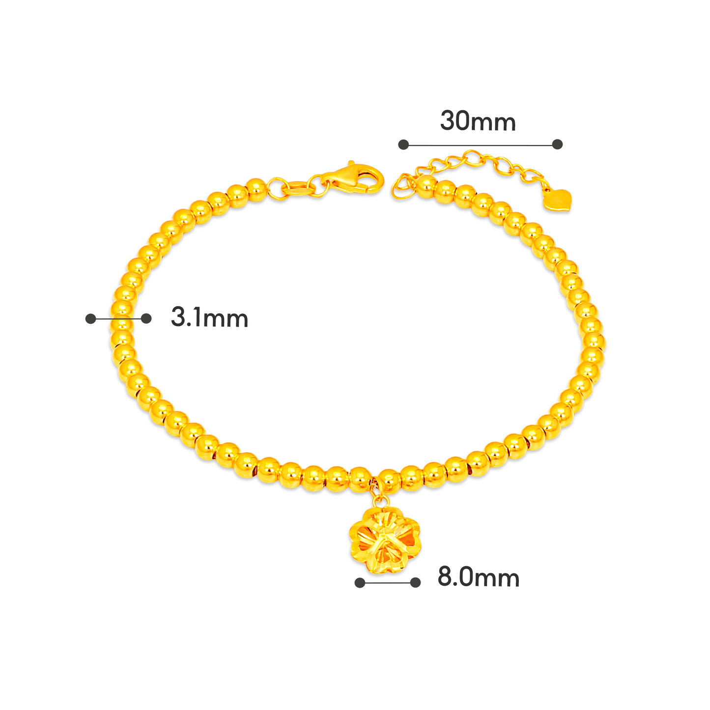 TAKA Jewellery Blossom Bead 916 Gold Bracelet