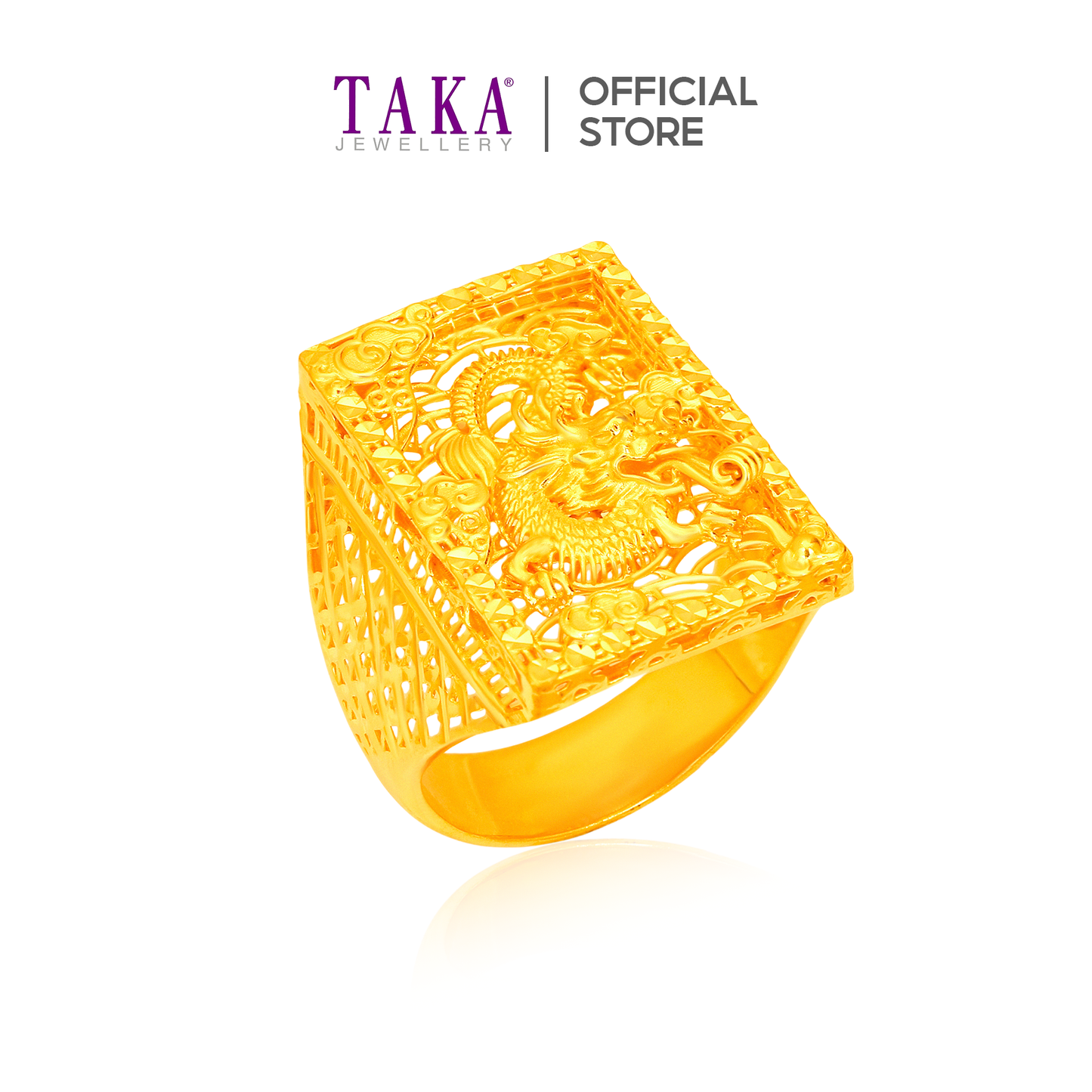 TAKA Jewellery Power & Prosperity Dragon 916 Gold Ring