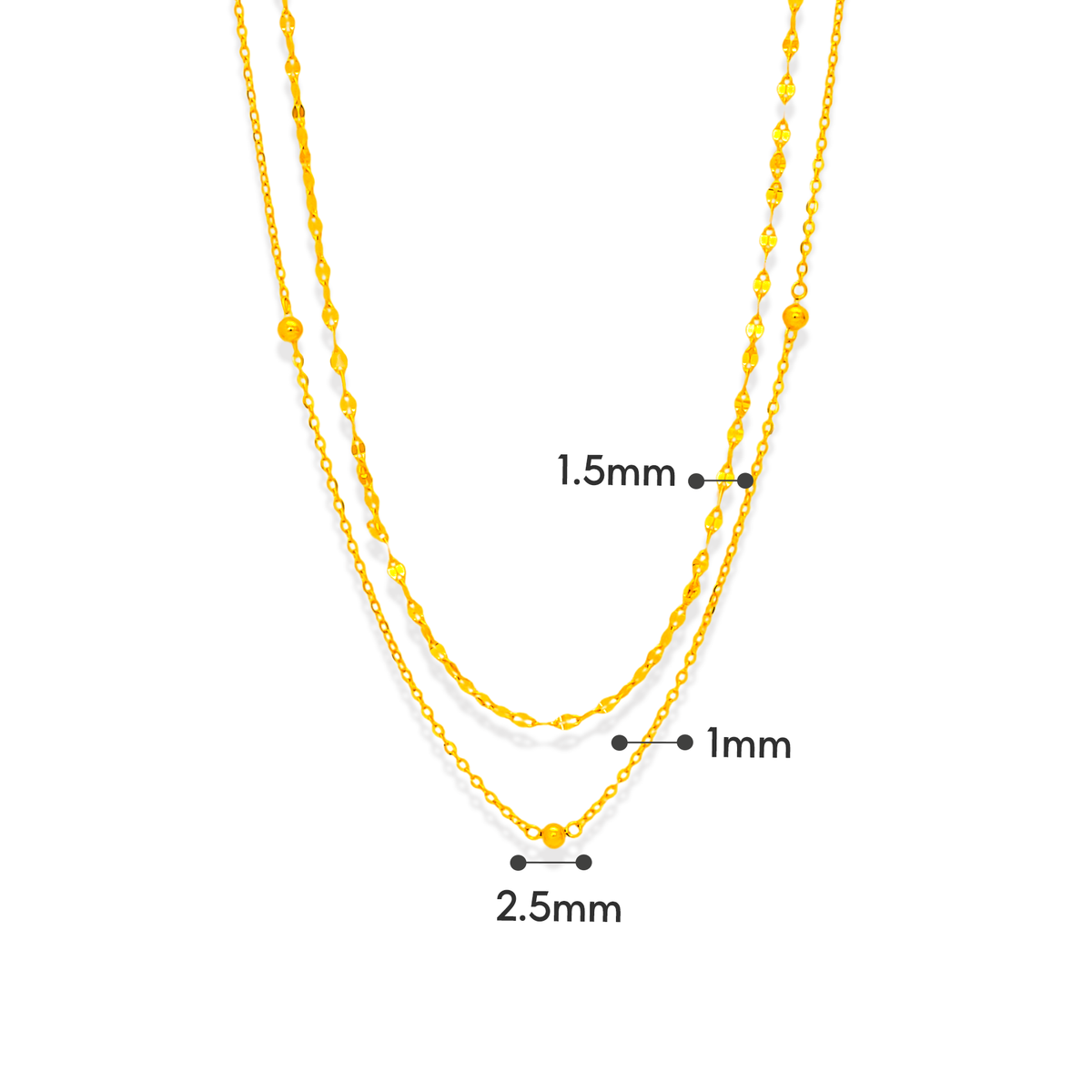 TAKA Jewellery 916 Gold Elegant Twin Layer Necklace