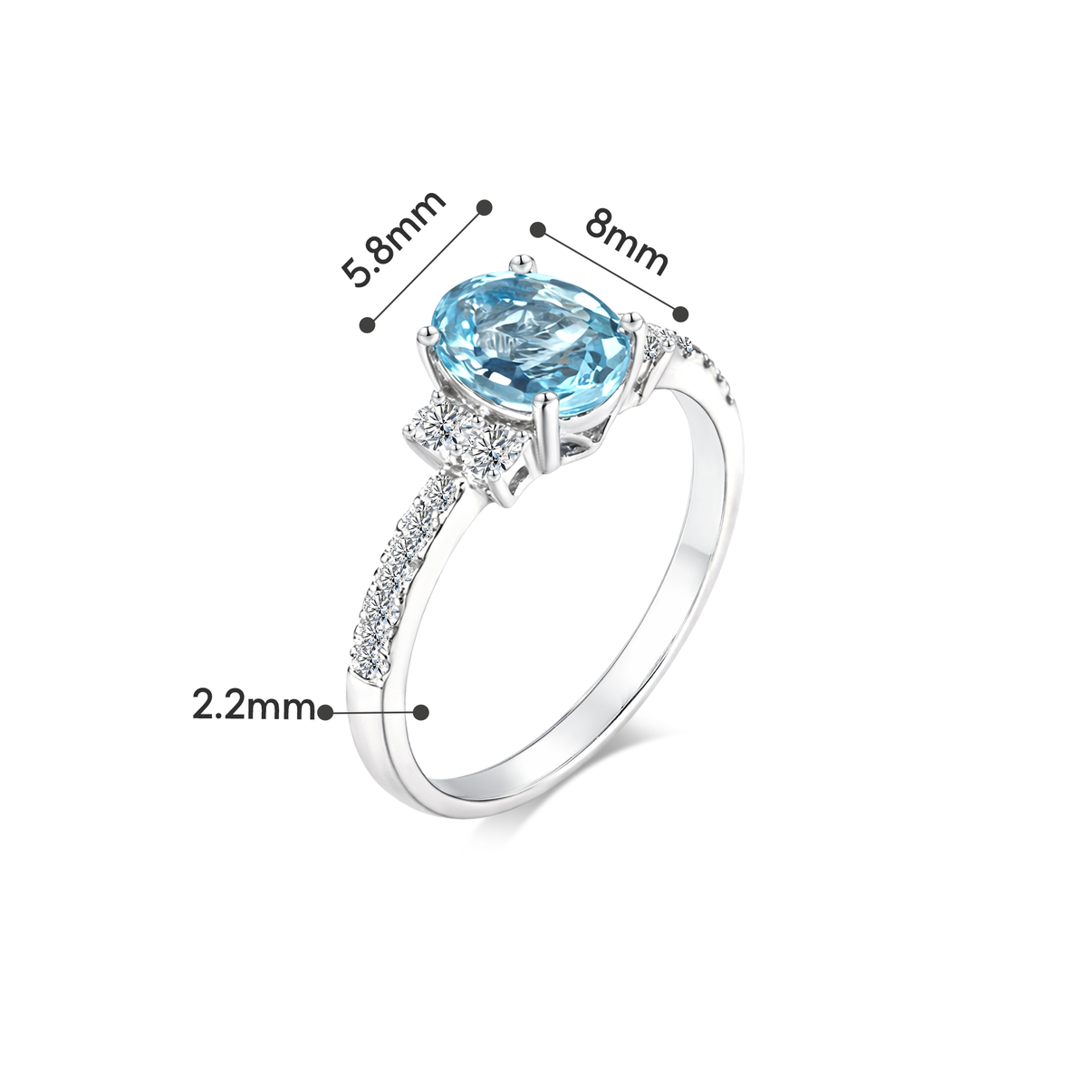 TAKA Jewellery 10K Gold Lab Grown Diamond Oval Aquamarine Ring