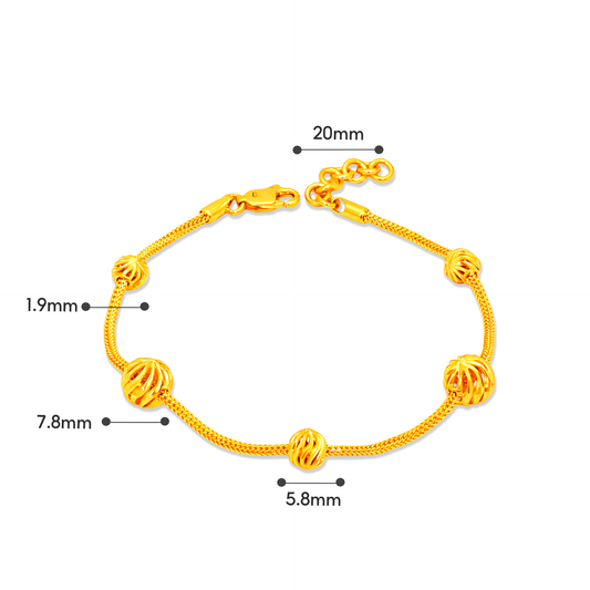 TAKA Jewellery 2‑Tone Fancy Bead 916 Gold Bracelet
