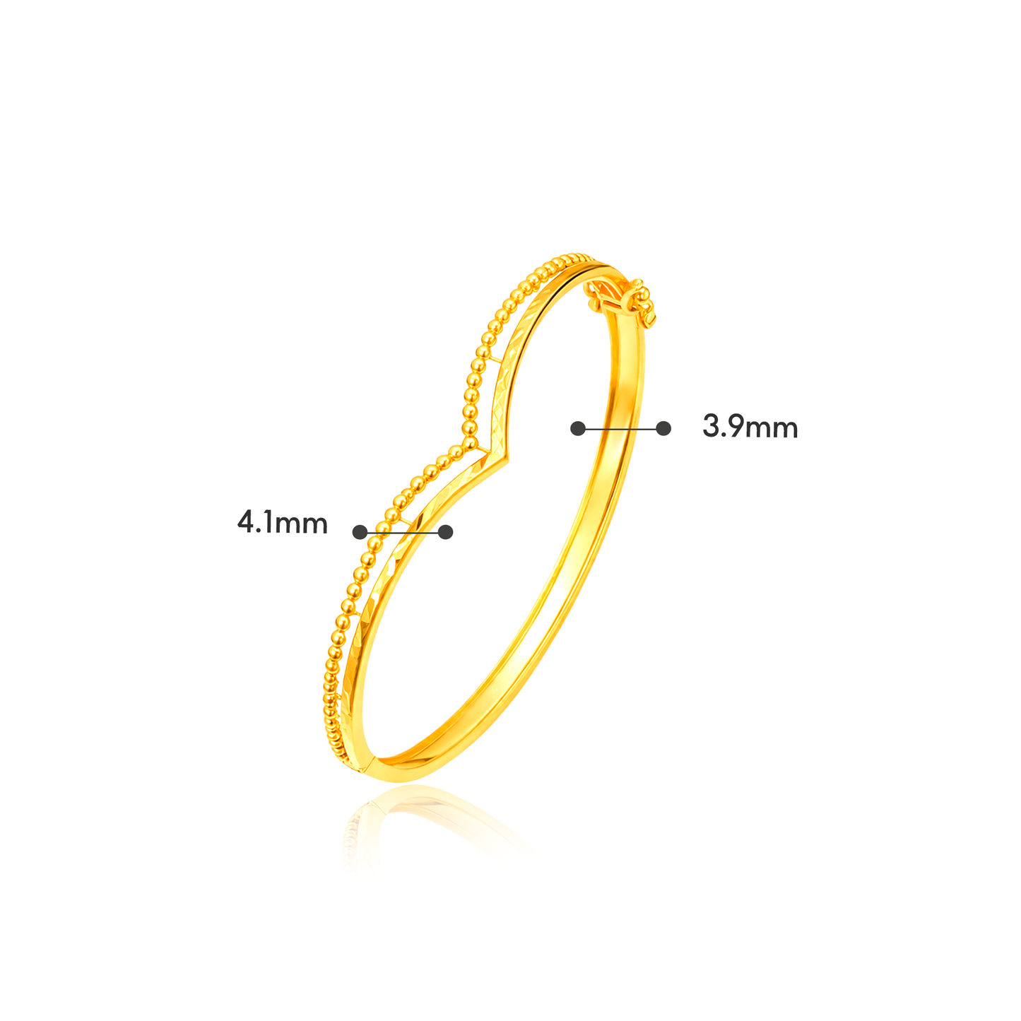 TAKA Jewellery 2-Tone Heart Curve 916 Gold Bangle