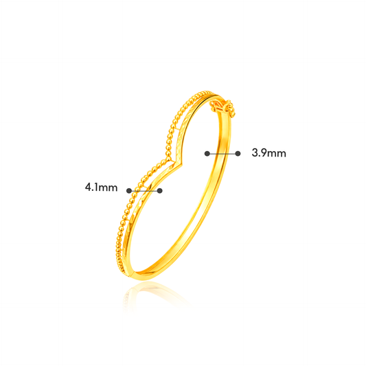 TAKA Jewellery 2-Tone Heart Curve 916 Gold Bangle