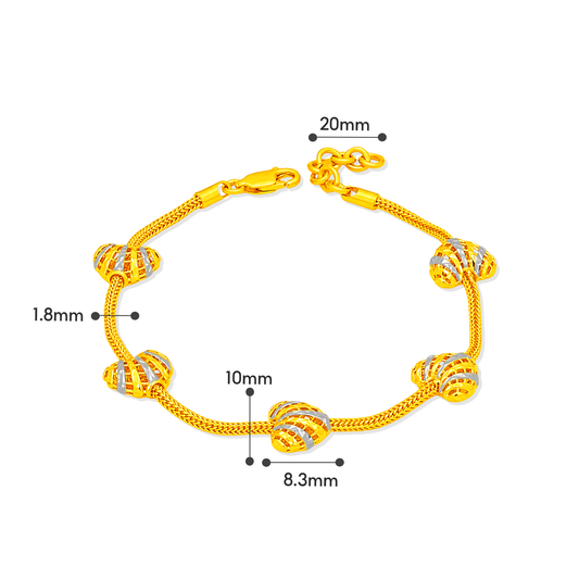 TAKA Jewellery 2-Tone Heart Glow 916 Gold Bracelet