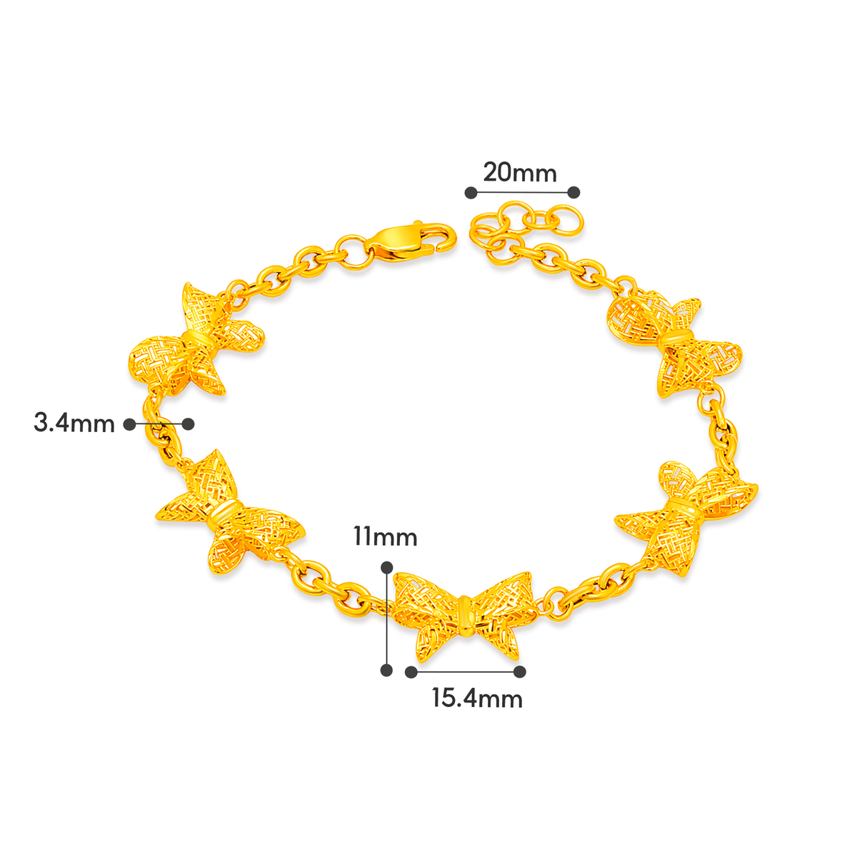 TAKA Jewellery Ribbon Bow 916 Gold Bracelet